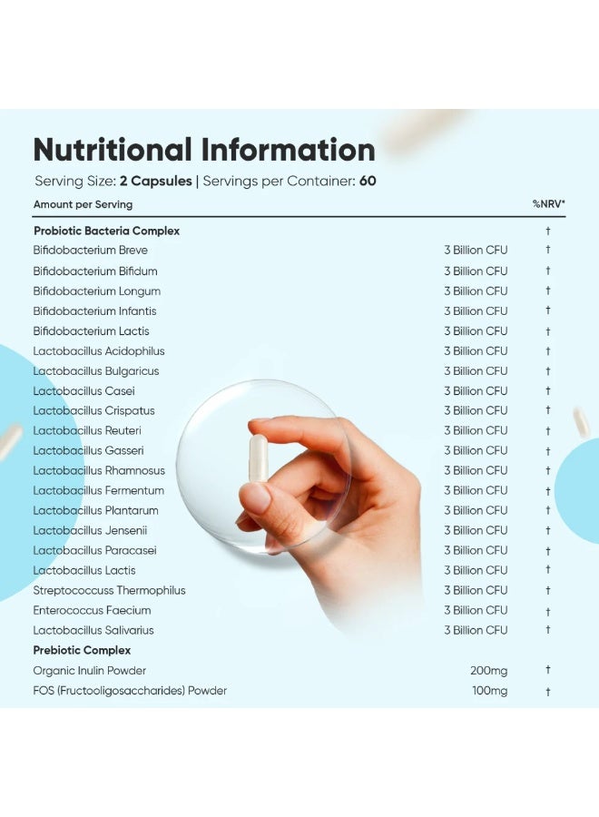 WeightWorld Cultures Complex Probiotic 60 Billion CFU – 20 Strains with Organic Inulin for Digestive & Gut Health, 120 Vegan Capsules (60 Servings) - Image 5